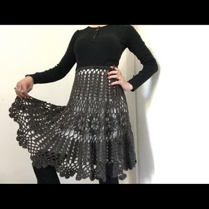 Lux Granny Square Hand-knit Sparkle Layer Skirt